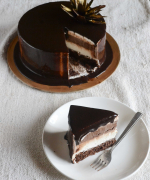 Eggless Double Chocolate Mousse Cake with Chocolate Mirror Glaze