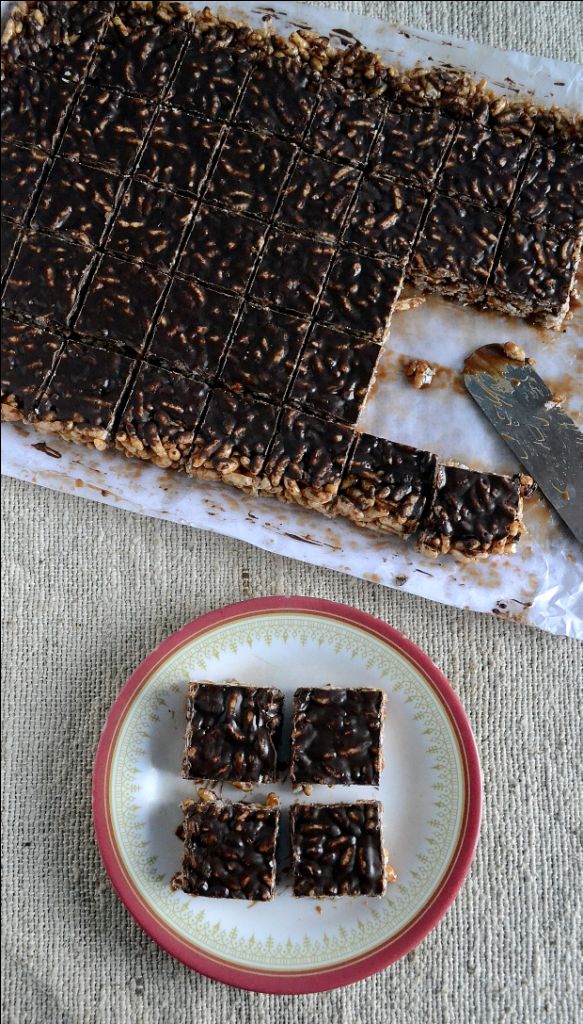 Peanut Butter Nutella Puffed Rice Squares